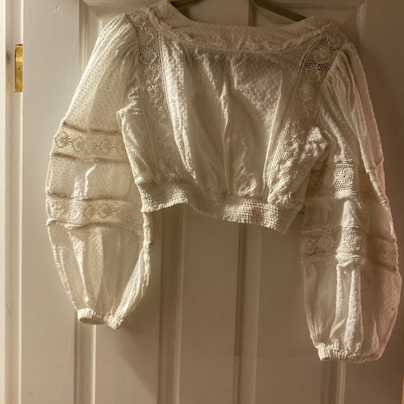 LoveShackFancy white Lace Blouse size 4 - Picture 5 of 6